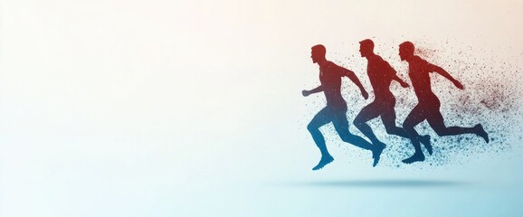 Obraz premium Abstract business graph background with sports silhouettes, copy space, natural lighting