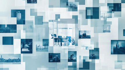 Collage background visual of various business scenes. Management strategy 