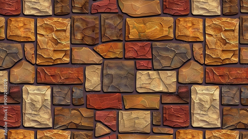 Poster brick wall with small square and rectangle patterns close-up