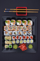 Sushi Feast on a Black Plate
