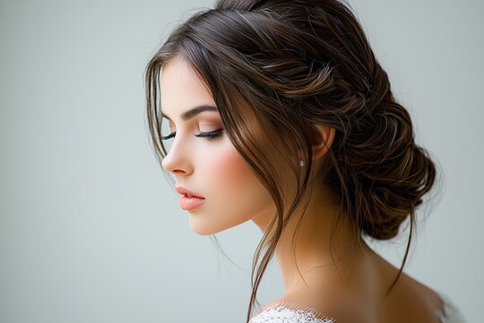 Elegant Bridal Hairstyle Showcase on White Background