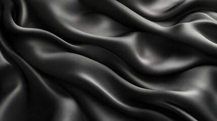 Obraz premium Black silk fabric with flowing folds, abstract texture. Luxury and elegance concept