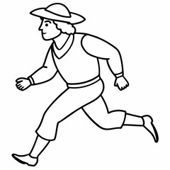 The peasant runs away line art vector