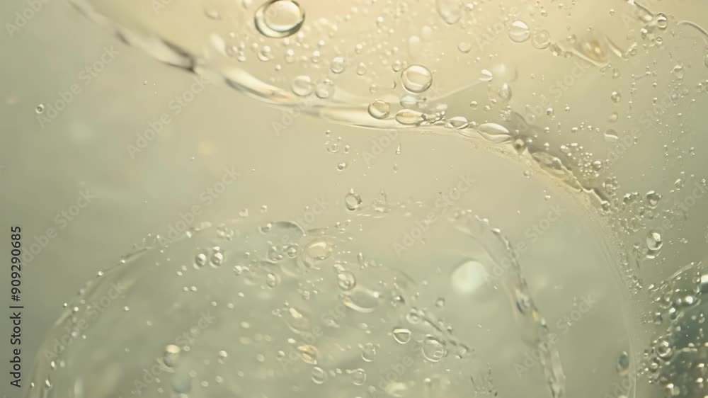 Poster macro shot of a single bubble rising to the surface of a champagne flute reflecting light and creati
