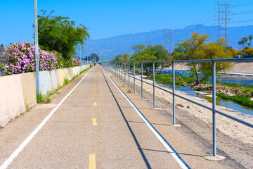 Pedestrian and Bike Pathway Along Los Angeles River with Scenic Views