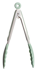 Kitchen tongs with silicone tips on isolated background