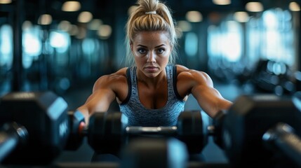 Fototapeta premium Fit Woman Working Out with Dumbbells