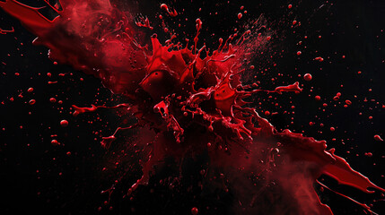 Red paint explosion on dark background