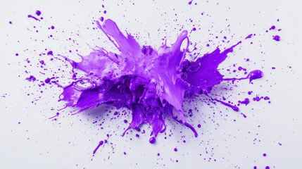 Purple paint explosion on white background