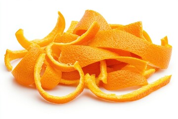 Natural peel and slices of juicy orange in sugar. Concept of health and proper nutrition