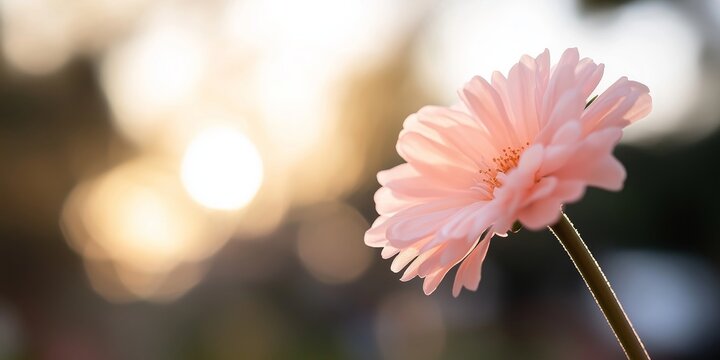 Soft Pink Flower at Sunset: A single delicate pink flower blooms in the warm glow of the setting sun. The blurred background creates a soft, ethereal atmosphere, inviting viewers to appreciate the bea