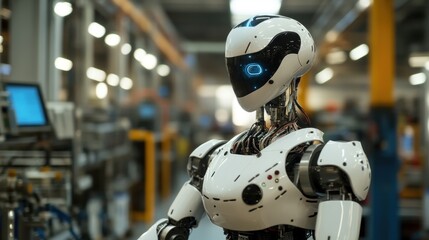 Fototapeta premium Humanoid Robot in Industrial Setting