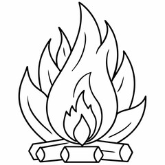 Wood fire line art vector