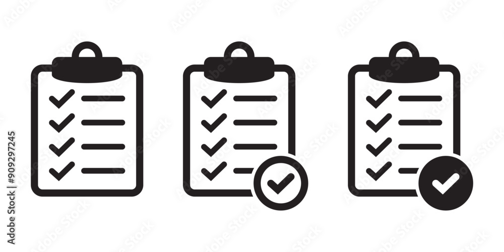 Poster clipboard with check mark icon isolated on background. checklist sign symbol for web site and app de