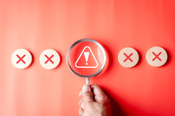 System warning caution alert, scam virus attack on firewall for notification error and maintenance....