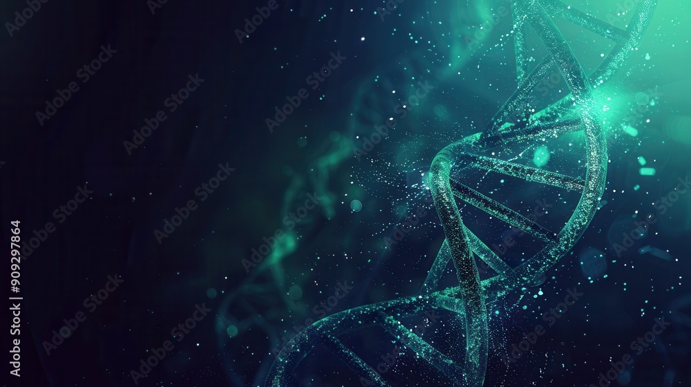 Leinwandbilder An abstract representation of a double helix DNA structure surrounded by vibrant cosmic elements, illustrating the beauty of biological science. Generative AI