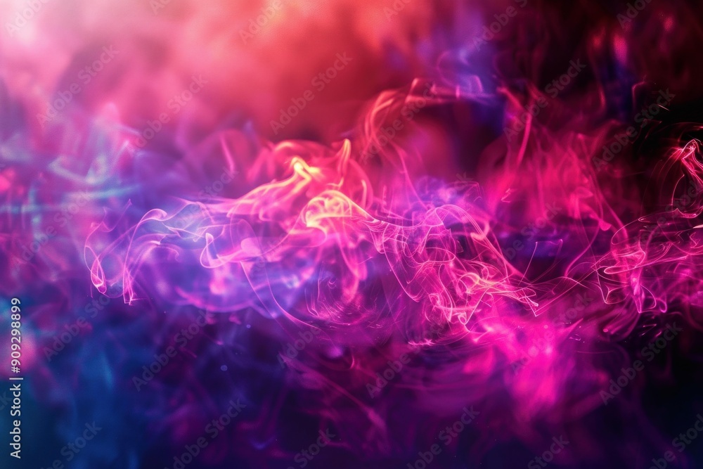 Poster vibrant abstract smoke waves with dynamic swirls in pink and blue colors on a background texture cre