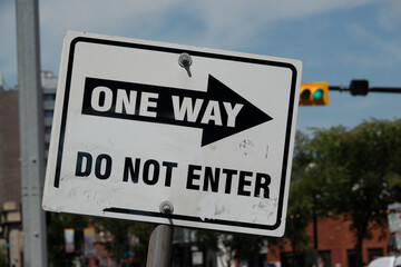 One way sign and do not enter