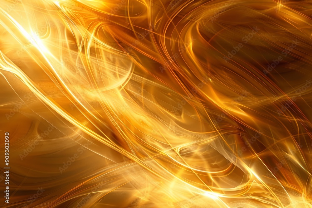 Poster vibrant and elegant golden swirls abstract background with light effects and a smooth. glowing textu