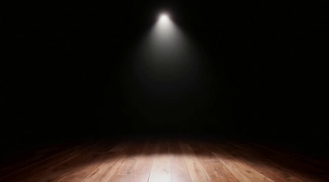 
Go back
A dimly lit stage or room with a single spotlight shining from the top left corner. The light beam radiates downwards, creating a spotlight effect on a flat surface below