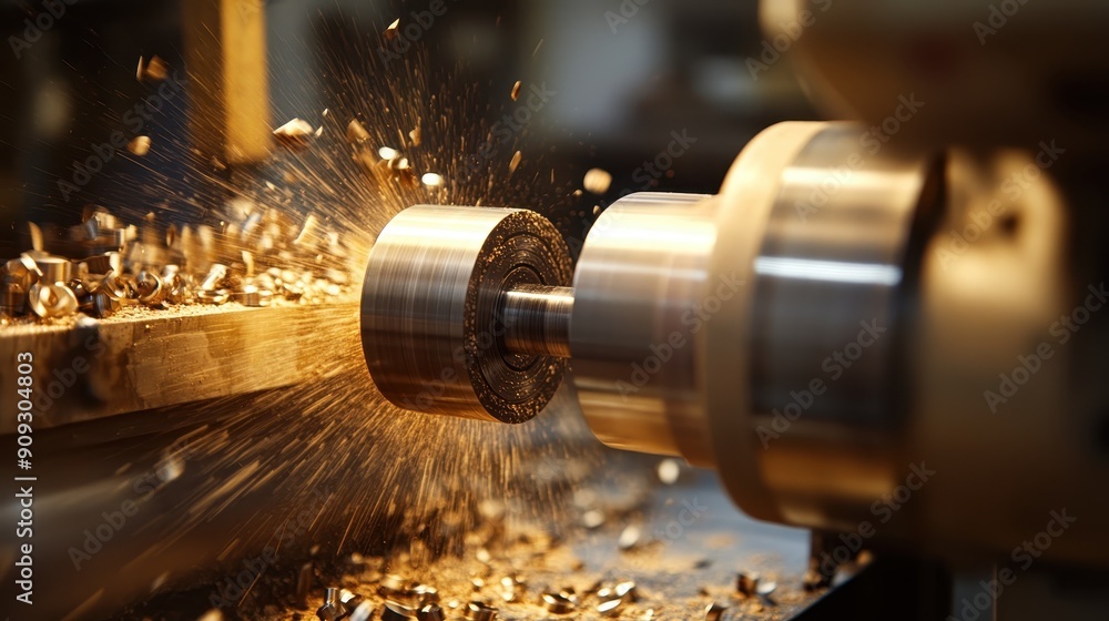 Poster metalworking process, specifically a turning operation on a lathe
