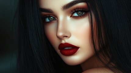 Fototapeta premium Close-up Portrait of a Woman with Red Lips