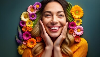Naklejka premium Soft smile hinting at a hidden , joyful secret.