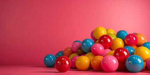 A Cascade of Color: Vibrant Balls on Pink