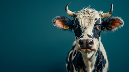 cow isolated on a blue and white gradient background