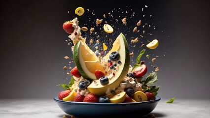 food, bowl, dessert, meal, fruit