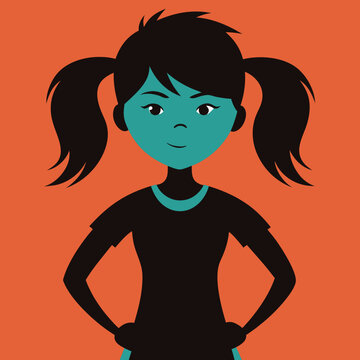 a girl Silhouettes standing possing looking front of camera