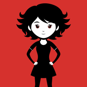 a girl Silhouettes standing possing looking front of camera