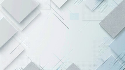 Minimalist Website Design Element with Grey Border, Light Blue Squares, and Grey Checkered Patterns on White Background. Flat Color Blocks with Copy Space for Text.

