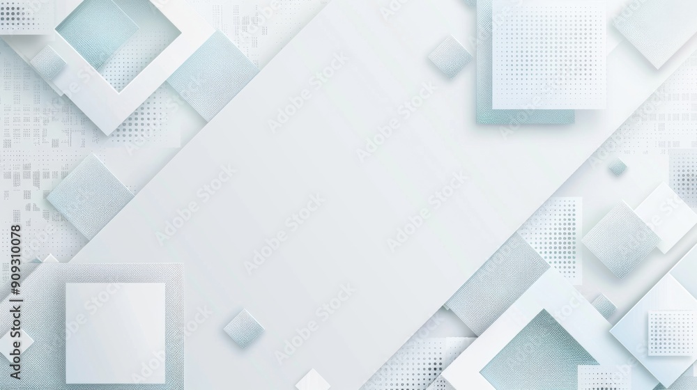 Poster minimalist website design element with grey border, light blue squares, and grey checkered patterns 