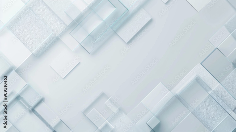 Poster minimalist business tech web banner header poster with grey border, light blue squares, and grey che