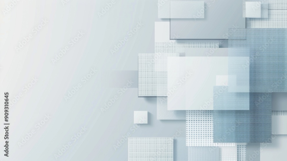 Poster minimalist business tech web banner header poster with grey border, light blue squares, and grey che