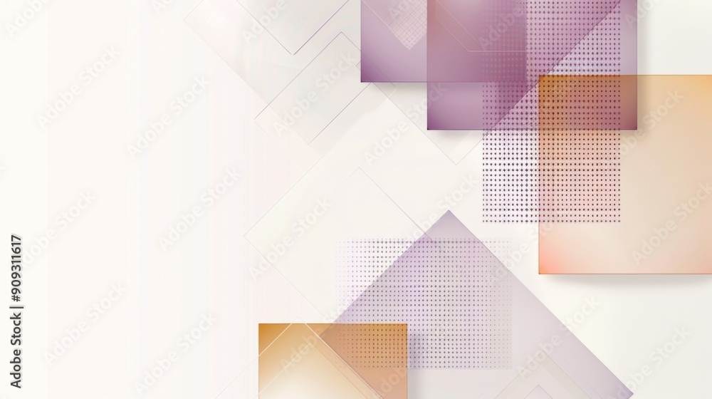 Poster minimalist business web banner presentation with light brown squares, purple checkered patterns on w