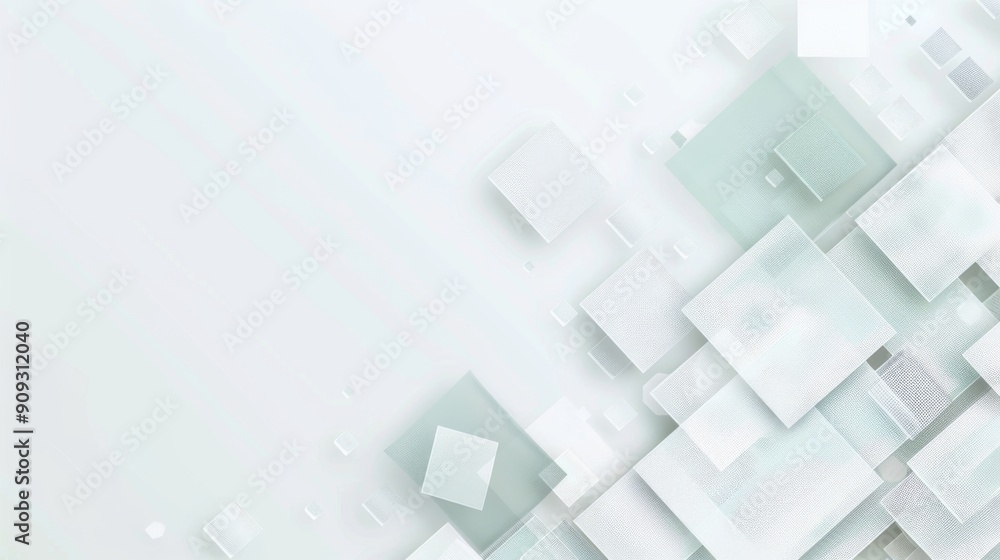 Poster minimalist website design element with grey border, light green squares, and grey checkered patterns