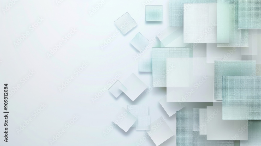 Poster minimalist website design element with grey border, light green squares, and grey checkered patterns
