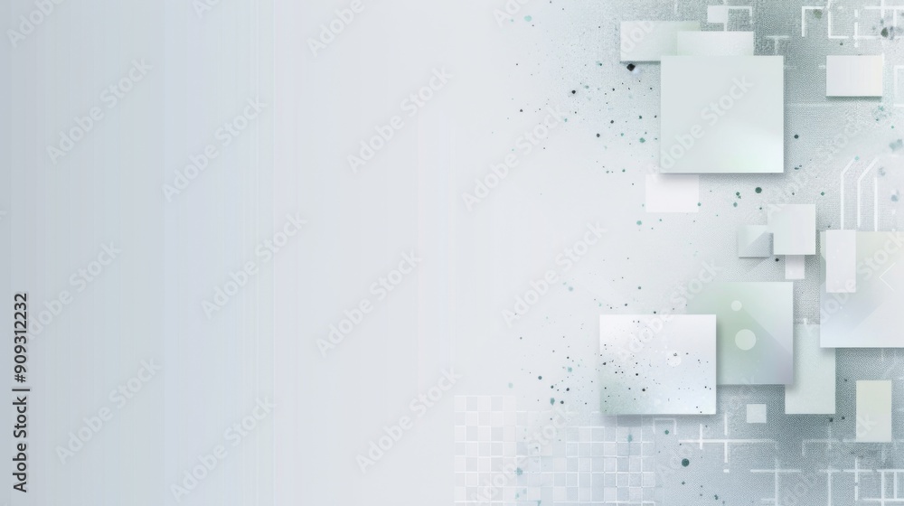 Poster minimalist website design element with grey border, light green squares, and grey checkered patterns