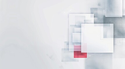 Fototapeta premium Minimalist Website Design Element with Grey Border, Light Red Squares, and Grey Checkered Patterns on White Background. Flat Color Blocks with Copy Space.
