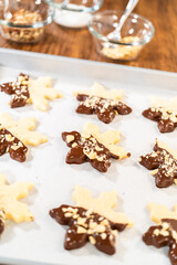 Making Cutout Sugar Cookies, Chocolate-Dipped, Hazelnut-Sprinkled