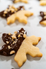 Making Cutout Sugar Cookies, Chocolate-Dipped, Hazelnut-Sprinkled