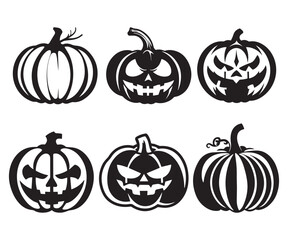 Halloween pumpkin silhouette collection. Vector illustration isolated on a white background