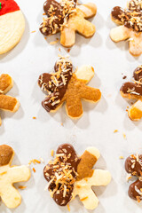 Chocolate-Dipped Gingerbread Men with Golden Toasted Coconut