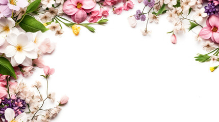 Fototapeta premium A white background with a variety of flowers and plants.