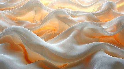 Obraz premium Luxurious soft draped golden satin fabric with smooth texture, elegant and shiny material. 