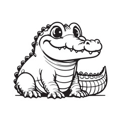 Crocodile line art coloring page vector illustration