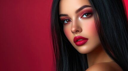 Fototapeta premium Portrait of a Beautiful Woman with Makeup
