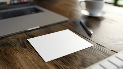 Black and white visit card, visit card mockup, black and white visit card on the work desk